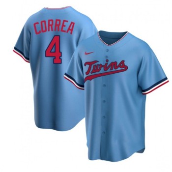 Men's Minnesota Twins #4 Carlos Correa Blue Cool Base Stitched Jersey Men's Minnesota Twins #4 Carlos Correa Blue Cool Base Stitched Jersey