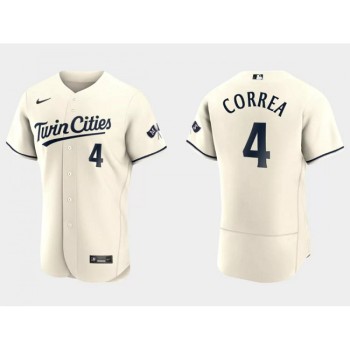 Men's Minnesota Twins #4 Carlos Correa Cream Flex Base Stitched Baseball Jersey Men's Minnesota Twins #4 Carlos Correa Cream Flex Base Stitched Baseball Jersey