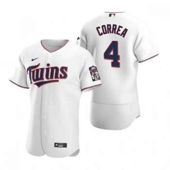 Men's Minnesota Twins #4 Carlos Correa White Flex Base Stitched Jersey Men's Minnesota Twins #4 Carlos Correa White Flex Base Stitched Jersey