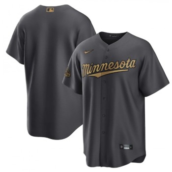 Men's Minnesota Twins Blank 2022 All-Star Charcoal Cool Base Stitched Baseball Jersey Men's Minnesota Twins Blank 2022 All-Star Charcoal Cool Base Stitched Baseball Jersey