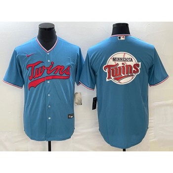 Men's Minnesota Twins Blue Team Big Logo Cool Base Stitched Jersey Men's Minnesota Twins Blue Team Big Logo Cool Base Stitched Jersey