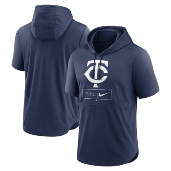 Men's Minnesota Twins Navy Short Sleeve Pullover Hoodie Men's Minnesota Twins Navy Short Sleeve Pullover Hoodie