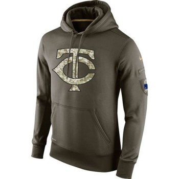 Men's Minnesota Twins Olive Salute To Service KO Performance Hoodie Men's Minnesota Twins Olive Salute To Service KO Performance Hoodie