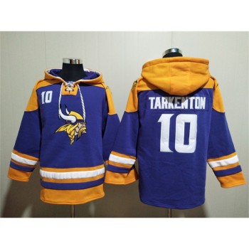 Men's Minnesota Vikings #10 Fran Tarkenton Purple/Yellow Ageless Must-Have Lace-Up Pullover Hoodie Men's Minnesota Vikings #10 Fran Tarkenton Purple/Yellow Ageless Must-Have Lace-Up Pullover Hoodie