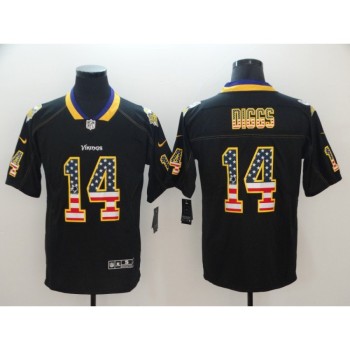 Men's Minnesota Vikings #14 Stefon Diggs Black USA Flag Color Rush Limited Fashion NFL Stitched Jersey Men's Minnesota Vikings #14 Stefon Diggs Black USA Flag Color Rush Limited Fashion NFL Stitched Jersey