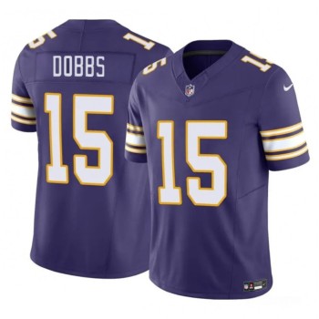 Men's Minnesota Vikings #15 Josh Dobbs Purple 2023 F.U.S.E. Throwback Limited Stitched Jersey Men's Minnesota Vikings #15 Josh Dobbs Purple 2023 F.U.S.E. Throwback Limited Stitched Jersey