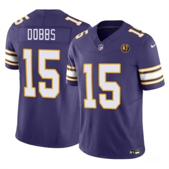 Men's Minnesota Vikings #15 Josh Dobbs Purple 2023 F.U.S.E. Throwback With John Madden Patch Vapor Limited Stitched Football Jersey Men's Minnesota Vikings #15 Josh Dobbs Purple 2023 F.U.S.E. Throwback With John Madden Patch Vapor Limited Stitched Football Jersey
