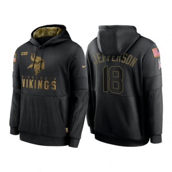 Men's Minnesota Vikings #18 Justin Jefferson 2020 Black Salute to Service Sideline Performance Pullover Hoodie Men's Minnesota Vikings #18 Justin Jefferson 2020 Black Salute to Service Sideline Performance Pullover Hoodie