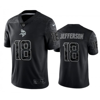 Men's Minnesota Vikings #18 Justin Jefferson Black Reflective Limited Stitched Football Jersey Men's Minnesota Vikings #18 Justin Jefferson Black Reflective Limited Stitched Football Jersey