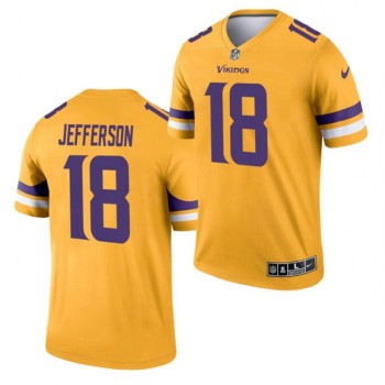 Men's Minnesota Vikings #18 Justin Jefferson Gold Inverted Legend Stitched Football Jersey Men's Minnesota Vikings #18 Justin Jefferson Gold Inverted Legend Stitched Football Jersey