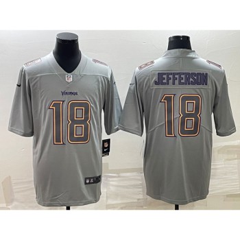 Men's Minnesota Vikings #18 Justin Jefferson Grey Atmosphere Fashion Stitched Jersey Men's Minnesota Vikings #18 Justin Jefferson Grey Atmosphere Fashion Stitched Jersey