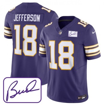 Men's Minnesota Vikings #18 Justin Jefferson Purple 2023 F.U.S.E. Bud Grant patch Limited Stitched Jersey Men's Minnesota Vikings #18 Justin Jefferson Purple 2023 F.U.S.E. Bud Grant patch Limited Stitched Jersey