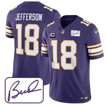 Men's Minnesota Vikings #18 Justin Jefferson Purple 2023 F.U.S.E. Bud Grant patch With C Patch Limited Stitched Jersey Men's Minnesota Vikings #18 Justin Jefferson Purple 2023 F.U.S.E. Bud Grant patch With C Patch Limited Stitched Jersey