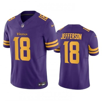 Men's Minnesota Vikings #18 Justin Jefferson Purple 2023 F.U.S.E. Color Rush Stitched Jersey Men's Minnesota Vikings #18 Justin Jefferson Purple 2023 F.U.S.E. Color Rush Stitched Jersey
