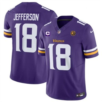 Men's Minnesota Vikings #18 Justin Jefferson Purple 2023 F.U.S.E. With 1-star C Patch And John Madden Patch Vapor Limited Stitched Football Jersey Men's Minnesota Vikings #18 Justin Jefferson Purple 2023 F.U.S.E. With 1-star C Patch And John Madden Patch Vapor Limited Stitched Football Jersey