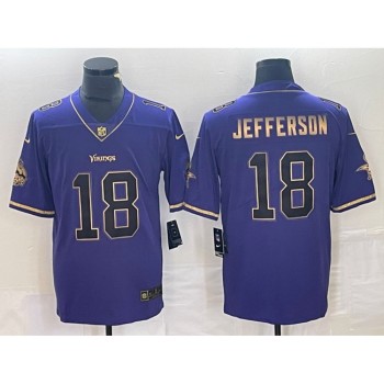 Men's Minnesota Vikings #18 Justin Jefferson Purple Gold Stitched Jersey Men's Minnesota Vikings #18 Justin Jefferson Purple Gold Stitched Jersey