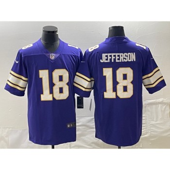 Men's Minnesota Vikings #18 Justin Jefferson Purple Vapor Untouchable Limited Stitched Jersey Men's Minnesota Vikings #18 Justin Jefferson Purple Vapor Untouchable Limited Stitched Jersey