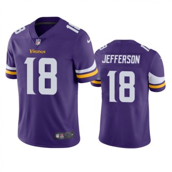 Men's Minnesota Vikings #18 Justin Jefferson Purple Vapor Untouchable Limited Stitched NFL Jersey Men's Minnesota Vikings #18 Justin Jefferson Purple Vapor Untouchable Limited Stitched NFL Jersey