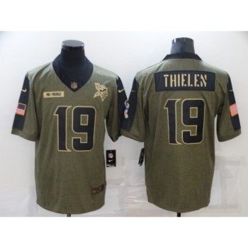 Men's Minnesota Vikings #19 Adam Thielen 2021 Olive Salute To Service Limited Stitched Jersey Men's Minnesota Vikings #19 Adam Thielen 2021 Olive Salute To Service Limited Stitched Jersey