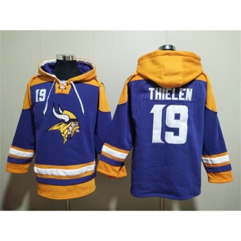 Men's Minnesota Vikings #19 Adam Thielen Purple/Yellow Ageless Must-Have Lace-Up Pullover Hoodie Men's Minnesota Vikings #19 Adam Thielen Purple/Yellow Ageless Must-Have Lace-Up Pullover Hoodie
