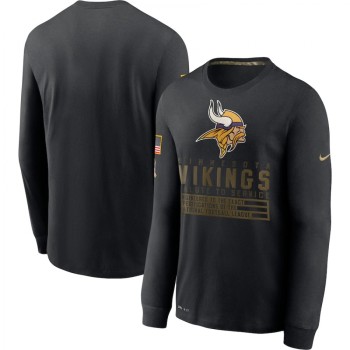Men's Minnesota Vikings 2020 Black Salute to Service Sideline Performance Long Sleeve T-Shirt Men's Minnesota Vikings 2020 Black Salute to Service Sideline Performance Long Sleeve T-Shirt