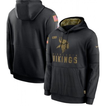Men's Minnesota Vikings 2020 Black Salute to Service Sideline Performance Pullover Hoodie Men's Minnesota Vikings 2020 Black Salute to Service Sideline Performance Pullover Hoodie