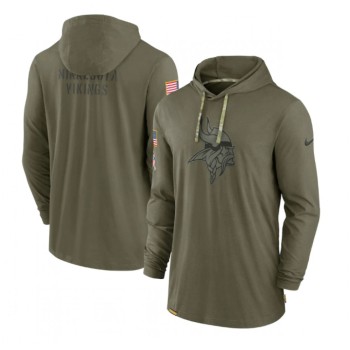 Men's Minnesota Vikings 2022 Olive Salute to Service Tonal Pullover Hoodie Men's Minnesota Vikings 2022 Olive Salute to Service Tonal Pullover Hoodie