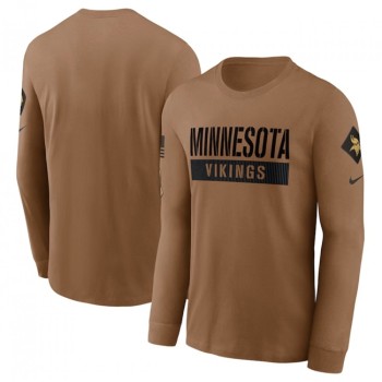 Men's Minnesota Vikings 2023 Brown Salute To Service Long Sleeve T-Shirt Men's Minnesota Vikings 2023 Brown Salute To Service Long Sleeve T-Shirt