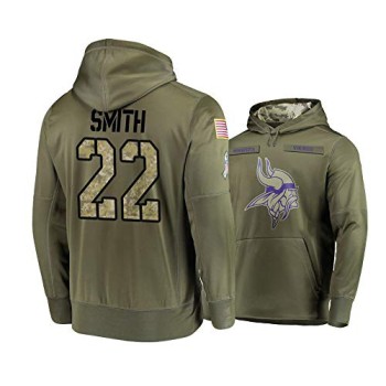 Men's Minnesota Vikings #22 Harrison Smith 2019 Olive Salute To Service Sideline Therma Performance Pullover Hoodie Men's Minnesota Vikings #22 Harrison Smith 2019 Olive Salute To Service Sideline Therma Performance Pullover Hoodie