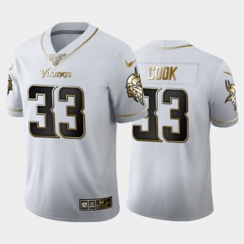 Men's Minnesota Vikings #33 Dalvin Cook White 2019 100th Season Golden Edition Limited Stitched NFL Jersey Men's Minnesota Vikings #33 Dalvin Cook White 2019 100th Season Golden Edition Limited Stitched NFL Jersey