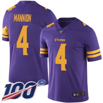 Men's Minnesota Vikings #4 Sean Mannion 2019 Purple 100th Season Color Rush Limited Stitched NFL Jersey Men's Minnesota Vikings #4 Sean Mannion 2019 Purple 100th Season Color Rush Limited Stitched NFL Jersey