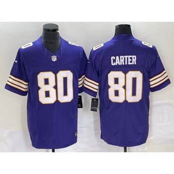 Men's Minnesota Vikings #80 Cris Carter Purple 2023 F.U.S.E. Vapor Untouchable Limited Stitched Jersey Men's Minnesota Vikings #80 Cris Carter Purple 2023 F.U.S.E. Vapor Untouchable Limited Stitched Jersey