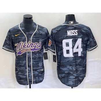 Men's Minnesota Vikings #84 Randy Moss Grey Camo Cool Base Stitched Baseball Jersey Men's Minnesota Vikings #84 Randy Moss Grey Camo Cool Base Stitched Baseball Jersey