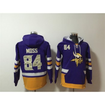 Men's Minnesota Vikings #84 Randy Moss Purple Ageless Must-Have Lace-Up Pullover Hoodie