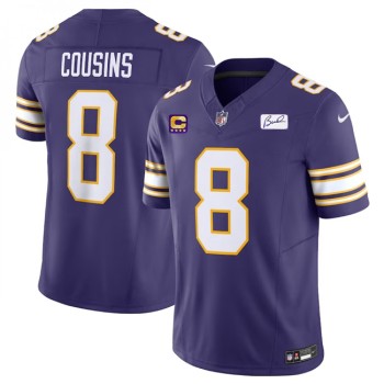 Men's Minnesota Vikings #8 Kirk Cousins Purple 2023 F.U.S.E. Bud Grant patch With 4-Star C Patch Vapor Untouchable Limited Stitched Jersey Men's Minnesota Vikings #8 Kirk Cousins Purple 2023 F.U.S.E. Bud Grant patch With 4-Star C Patch Vapor Untouchable Limited Stitched Jersey