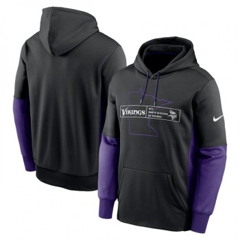 Men's Minnesota Vikings Black Color Block Fleece Performance Pullover Hoodie Men's Minnesota Vikings Black Color Block Fleece Performance Pullover Hoodie