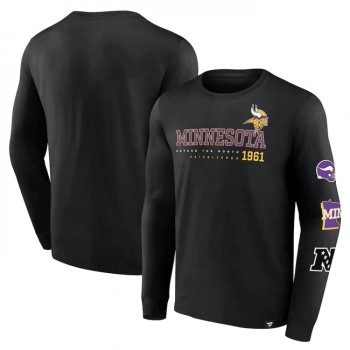 Men's Minnesota Vikings Black High Whip Pitcher Long Sleeve T-Shirt Men's Minnesota Vikings Black High Whip Pitcher Long Sleeve T-Shirt
