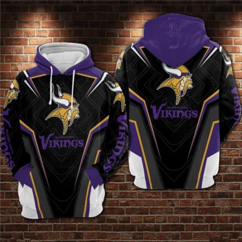 Men's Minnesota Vikings Black/Purple 3D All Over Print Pullover Hoodie Men's Minnesota Vikings Black/Purple 3D All Over Print Pullover Hoodie