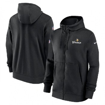 Men's Minnesota Vikings Black Sideline Club Performance Full-Zip Hoodie Men's Minnesota Vikings Black Sideline Club Performance Full-Zip Hoodie