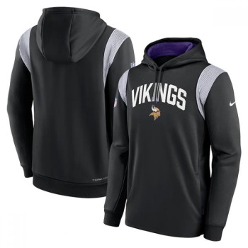Men's Minnesota Vikings Black Sideline Stack Performance Pullover Hoodie 001 Men's Minnesota Vikings Black Sideline Stack Performance Pullover Hoodie 001