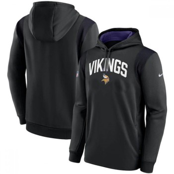Men's Minnesota Vikings Black Sideline Stack Performance Pullover Hoodie 002 Men's Minnesota Vikings Black Sideline Stack Performance Pullover Hoodie 002