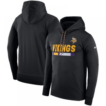Men's Minnesota Vikings Black Sideline Team Name Performance Pullover Hoodie Men's Minnesota Vikings Black Sideline Team Name Performance Pullover Hoodie