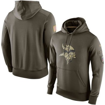 Men's Minnesota Vikings Olive Salute To Service KO Performance Hoodie Men's Minnesota Vikings Olive Salute To Service KO Performance Hoodie