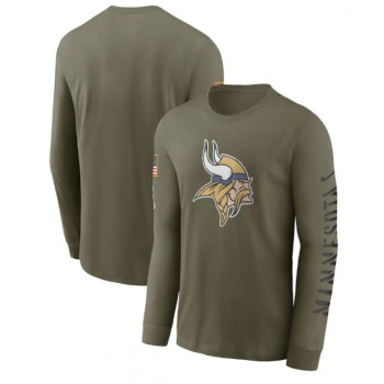 Men's Minnesota Vikings Olive 2022 Salute to Service Long Sleeve T-Shirt Men's Minnesota Vikings Olive 2022 Salute to Service Long Sleeve T-Shirt