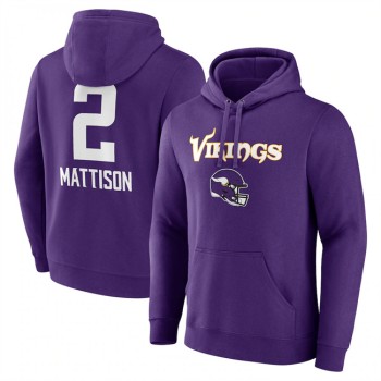 Men's Minnesota Vikings #2 Alexander Mattison Purple Team Wordmark Player Name & Number Pullover Hoodie Men's Minnesota Vikings #2 Alexander Mattison Purple Team Wordmark Player Name & Number Pullover Hoodie