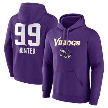 Men's Minnesota Vikings #99 Danielle Hunter Purple Team Wordmark Player Name & Number Pullover Hoodie Men's Minnesota Vikings #99 Danielle Hunter Purple Team Wordmark Player Name & Number Pullover Hoodie