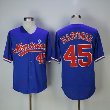 Men's Montreal Expos #45 Pedro Martinez Blue Cooperstown Collection Mesh Batting Practice Stitched MLB Jersey Men's Montreal Expos #45 Pedro Martinez Blue Cooperstown Collection Mesh Batting Practice Stitched MLB Jersey