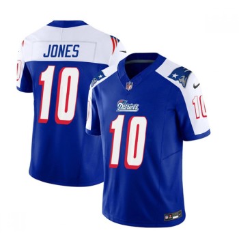 Men's New England Patriots #10 Mac Jones Blue/White 2023 F.U.S.E. Vapor Limited Stitched Football Jersey Men's New England Patriots #10 Mac Jones Blue/White 2023 F.U.S.E. Vapor Limited Stitched Football Jersey