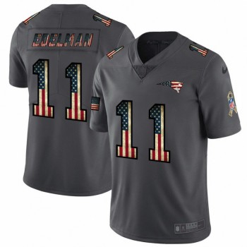 Men's New England Patriots #11 Julian Edelman Grey 2019 Salute To Service USA Flag Fashion Limited Stitched NFL Jersey Men's New England Patriots #11 Julian Edelman Grey 2019 Salute To Service USA Flag Fashion Limited Stitched NFL Jersey