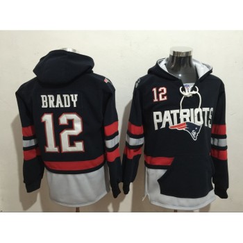 Men's New England Patriots #12 Tom Brady Blue All Stitched NFL Hoodie Sweatshirt Men's New England Patriots #12 Tom Brady Blue All Stitched NFL Hoodie Sweatshirt